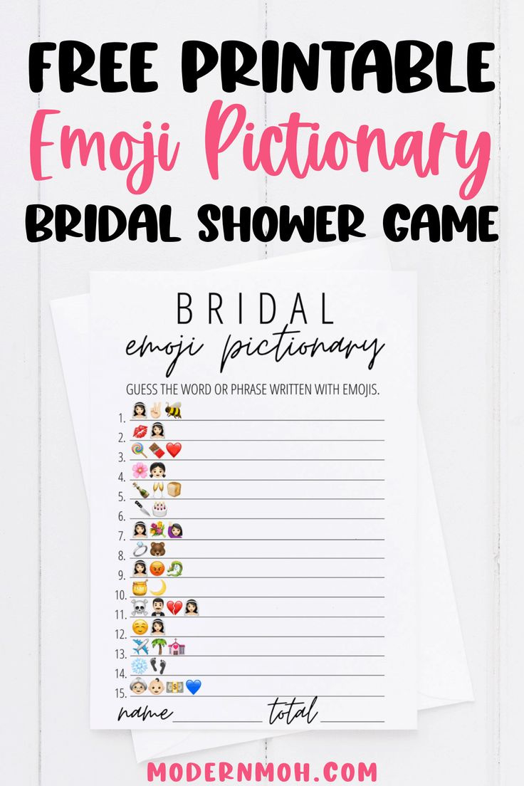 Bridal Emoji Pictionary Free Printable intended for Wedding Emoji Pictionary Free Printable