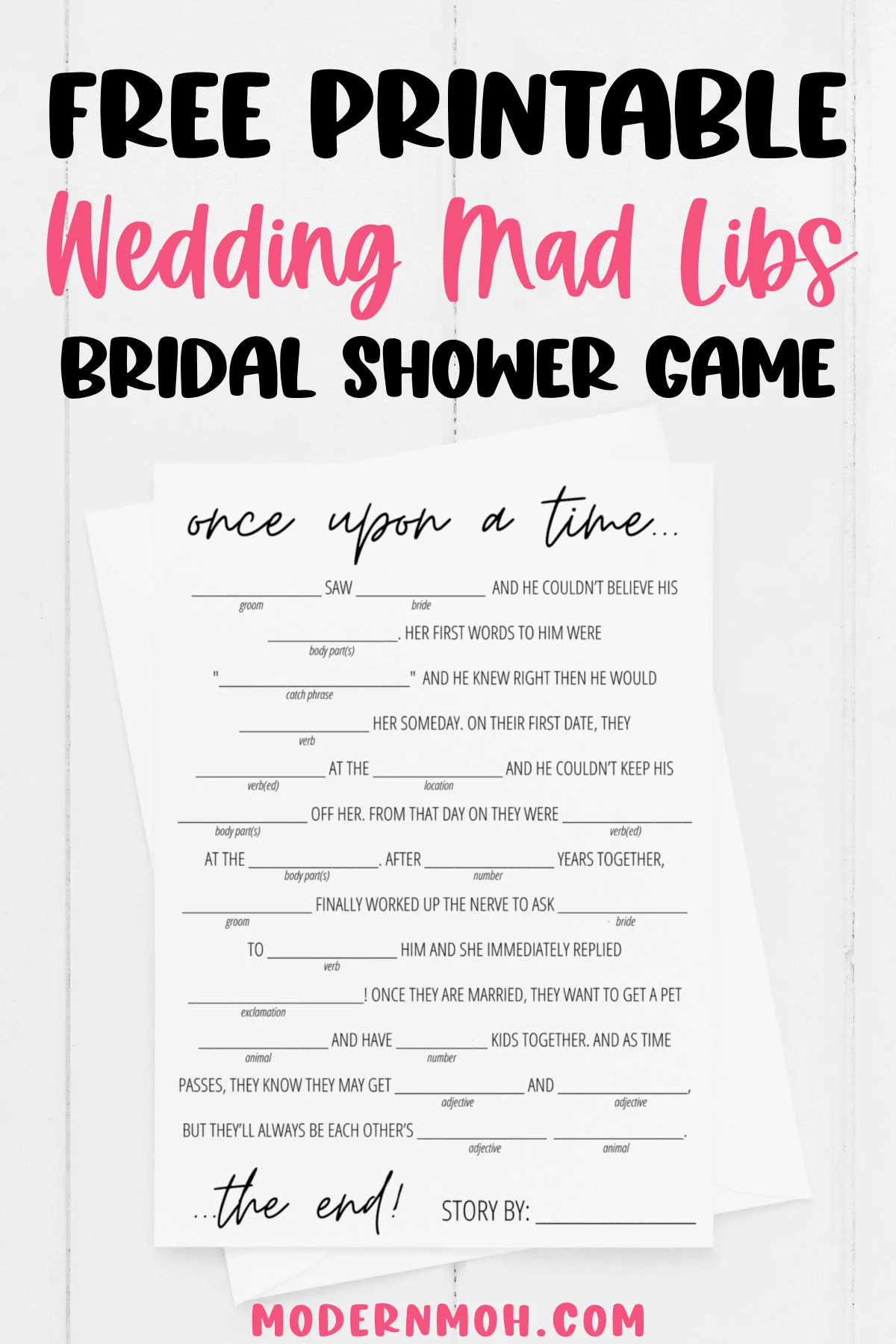 Bridal Shower Mad Libs Free Printable | Modern Moh within Free Printable Wedding Mad Libs