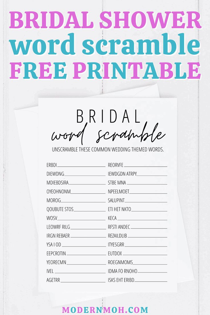 Bridal Shower Word Scramble Free Printable inside Free Printable Bridal Shower Games Word Scramble