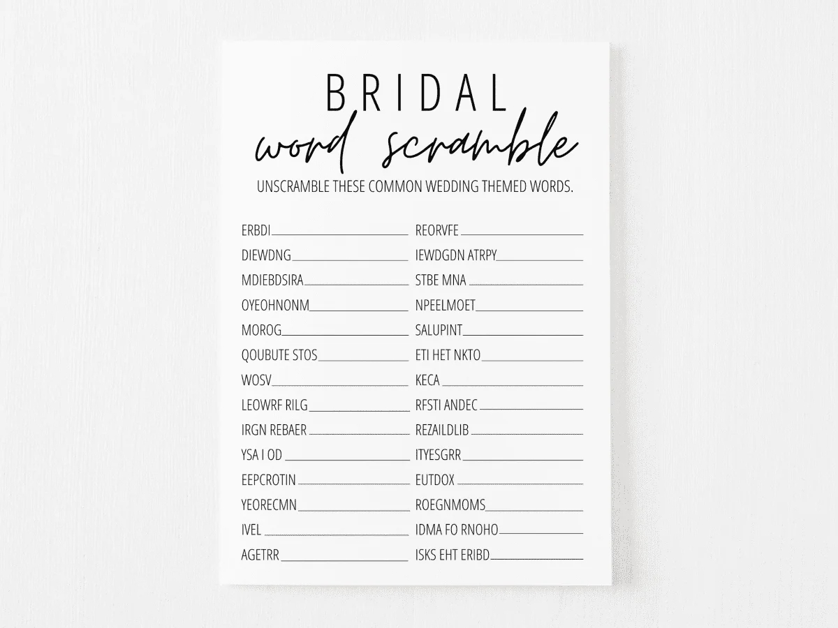 Bridal Shower Word Scramble Free Printable | Modern Moh throughout Free Printable Bridal Shower Games Word Scramble