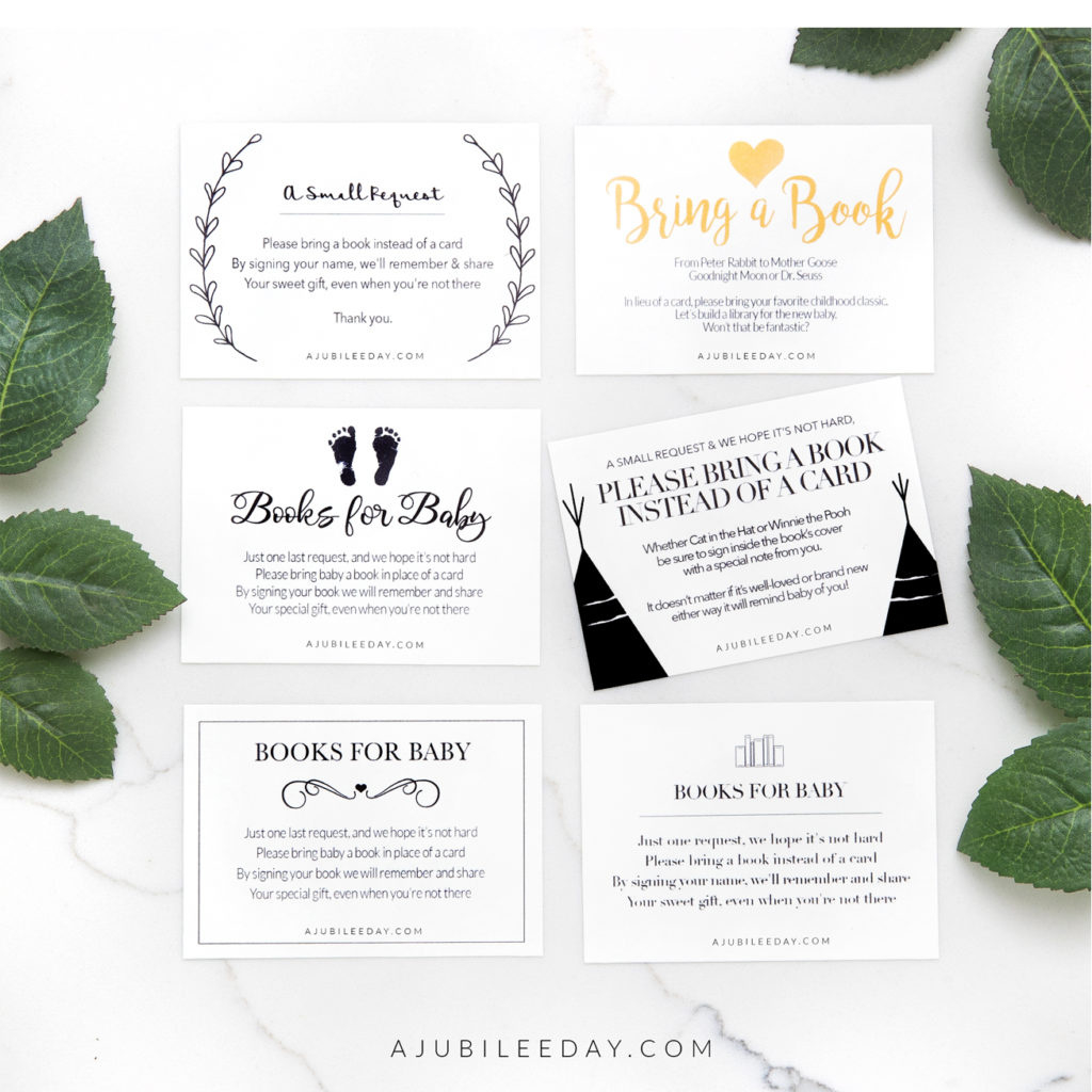Bring A Book Instead Of Card (Free Printable!) - A Jubilee Day intended for Bring A Book Instead Of A Card Free Printable