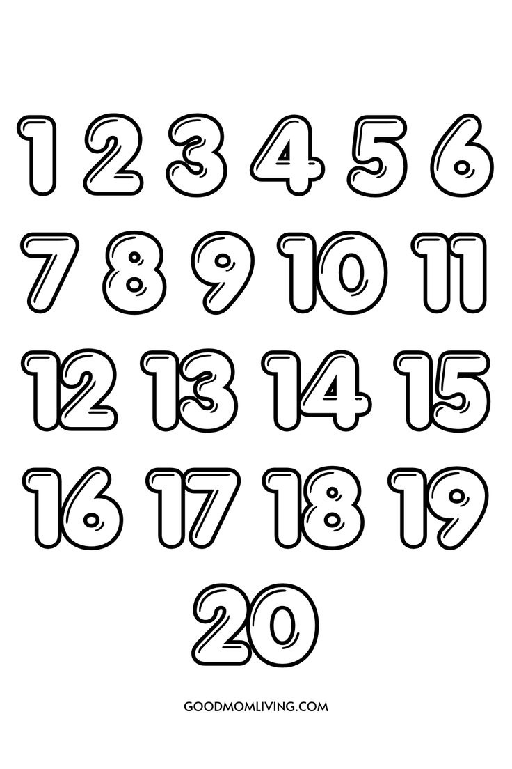 Bubble Numbers 1-20 – Free Printable Numbers 1-20 Bubble Letter regarding Free Printable Bubble Numbers