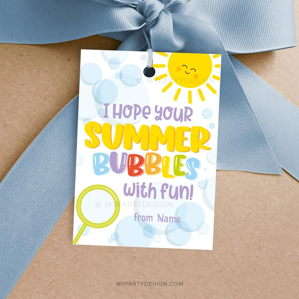 Bubbles With Fun End Of School Gift Tag - My Party Design pertaining to Free Printable Gift Tags For Bubbles