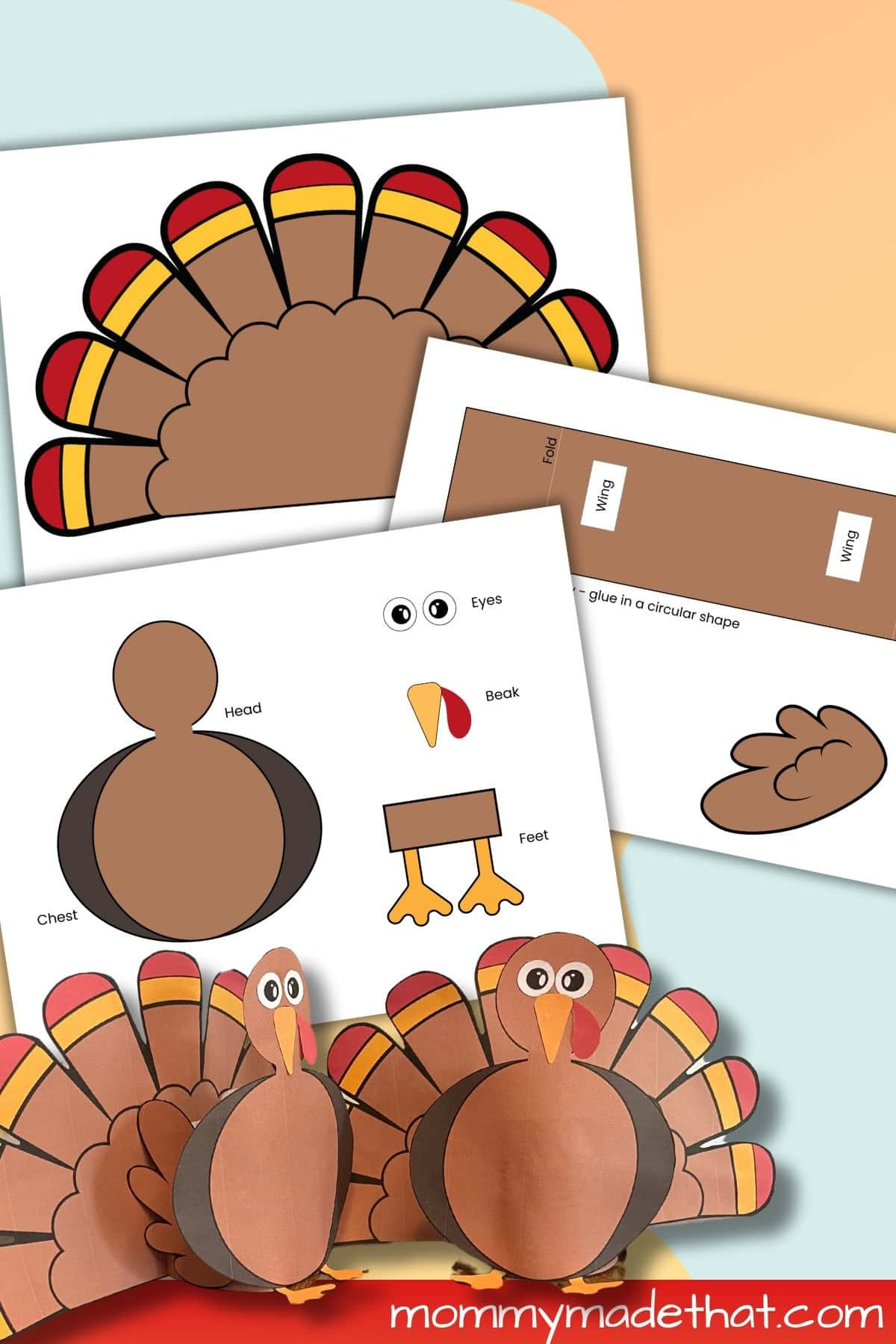 Build A 3D Turkey (Free Cut Out Printable) inside Free Turkey Cut Out Printable