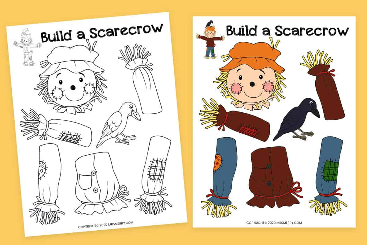 Build A Scarecrow Printable Fall Kids Activity | Mrs. Merry with regard to Free Scarecrow Template Printable