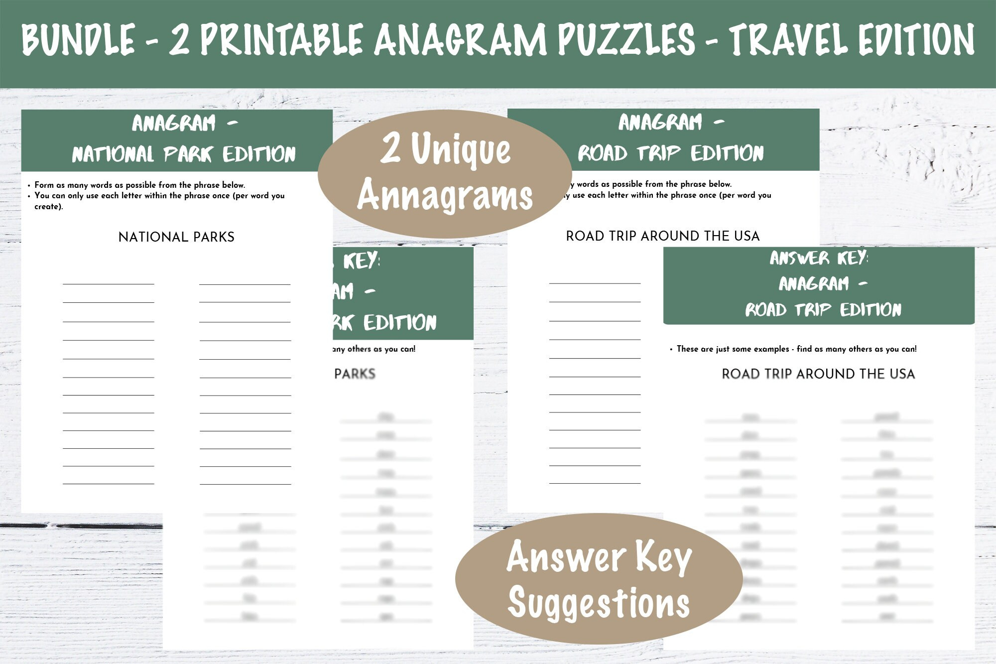 Bundle 2 Printable Anagram Puzzles National Parks And Road Trip for Free Printable Anagram Magic Square Puzzles