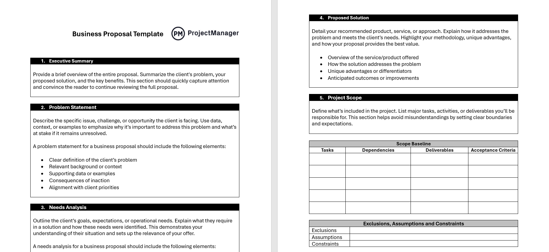 Business Proposal Template For Word (Free Download) within Free Printable Proposal Forms
