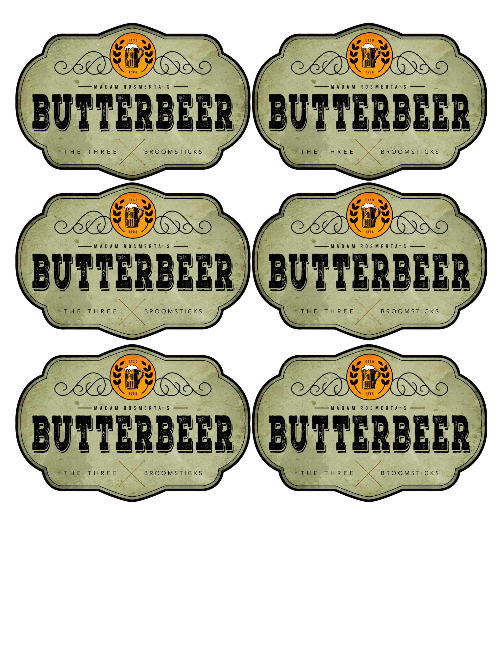 Butterbeer Labels Free Printable inside Free Printable Butterbeer Labels