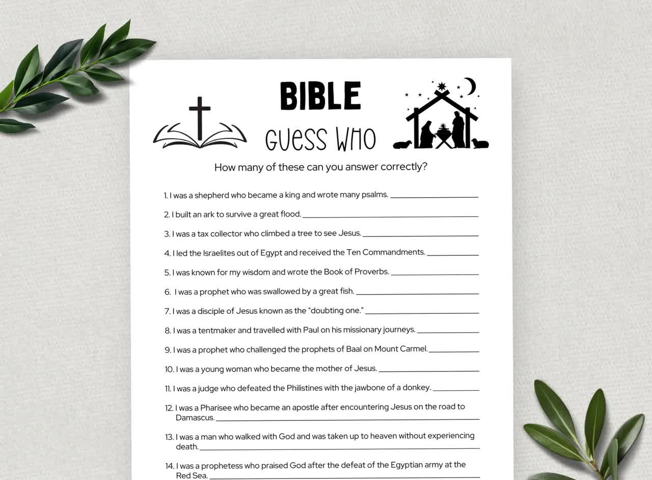 Buy Printable Bible Trivia, Guess Who Game, Bible Games, Fun with regard to Free Printable Bible Games For Youth