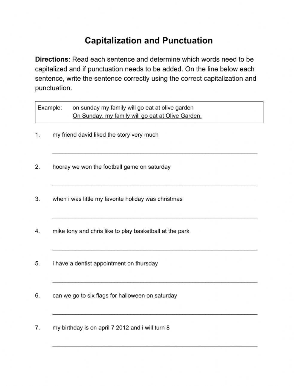 Capitalization And Punctuation Activity | Live Worksheets pertaining to Free Printable Worksheets For Punctuation And Capitalization