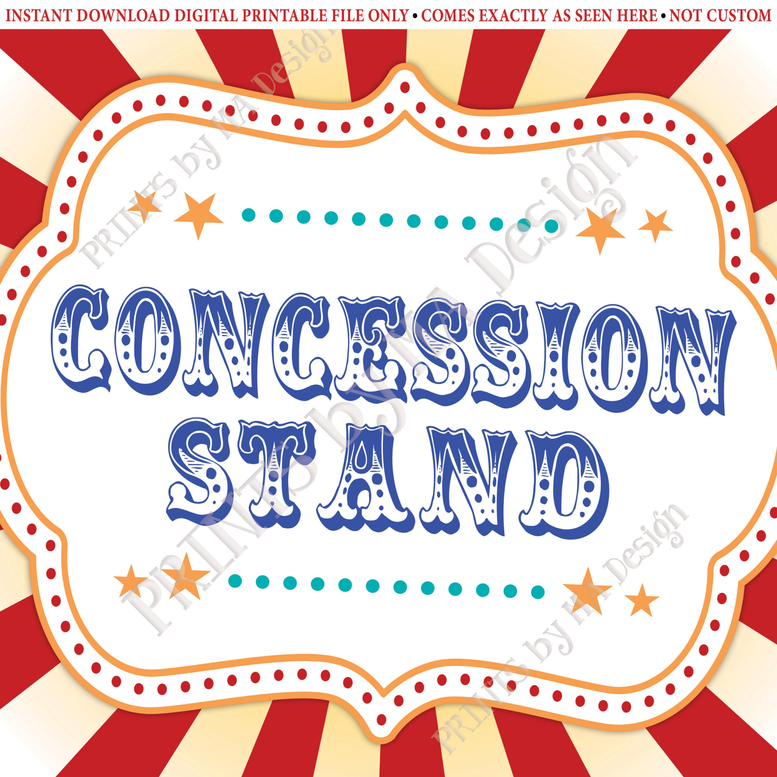Carnival Party Concession Stand Sign, Concessions Carnival Sign regarding Free Concessions Printable
