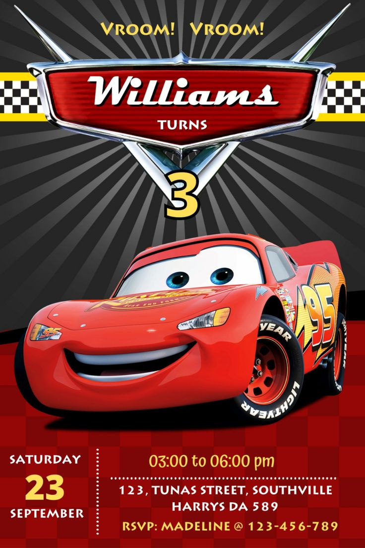 Cars Birthday Invitation Template Canva 1 in Free Printable Disney Cars Birthday Party Invitations
