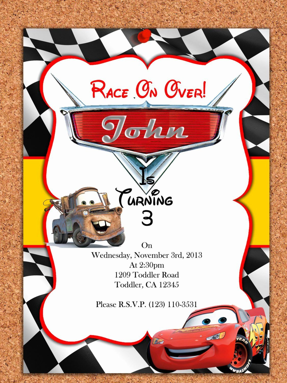 Cars Invitation Template Free Unique Cars Birthday Invitations with regard to Free Printable Disney Cars Birthday Party Invitations