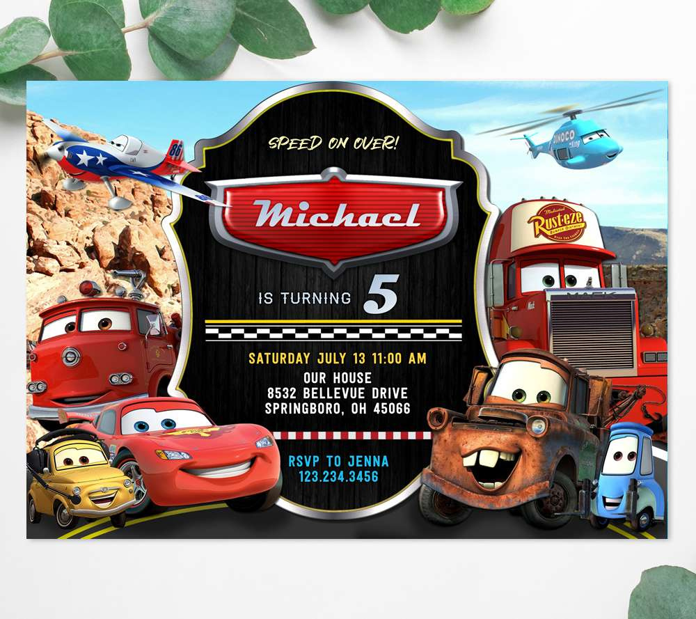 Cars Movie Birthday Invitation Template - Edit Online Instant Download inside Free Printable Disney Cars Birthday Party Invitations