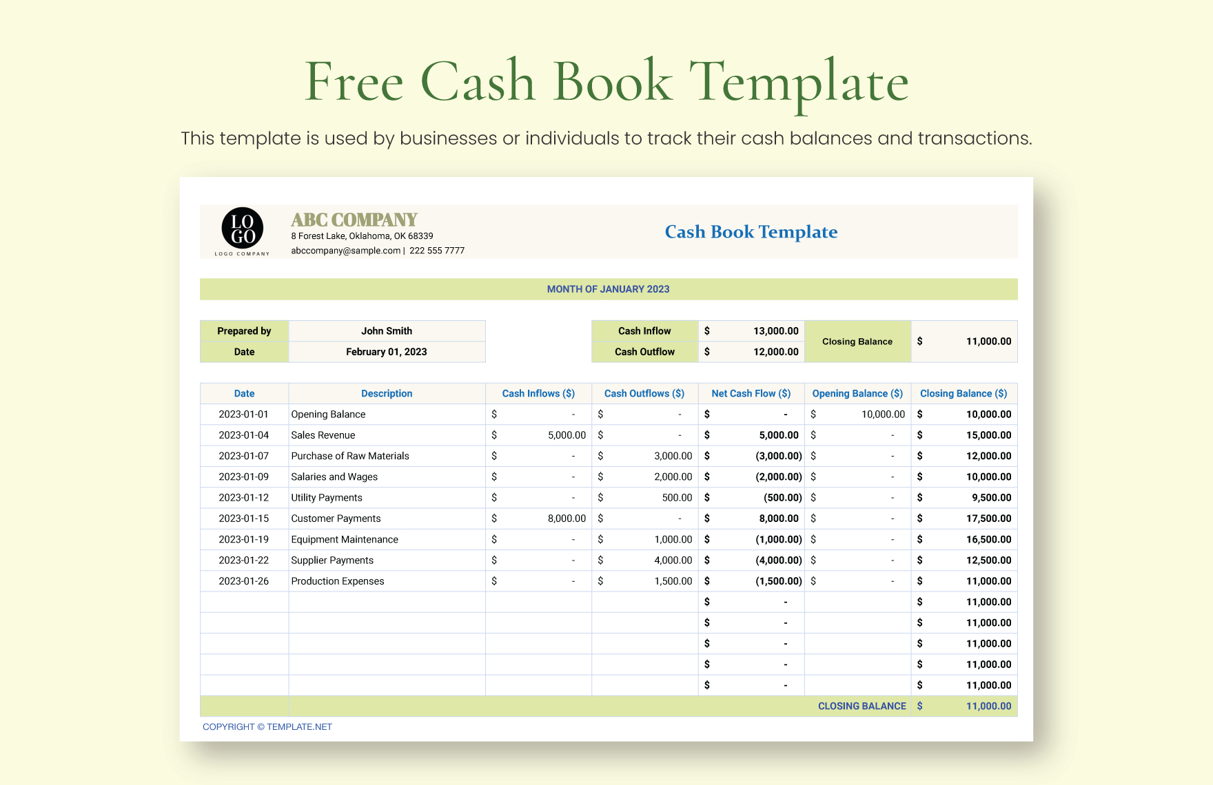Cash Book Spreadsheet Template In Excel, Google Sheets - Download regarding Free Cash Book Template Printable