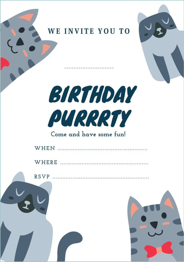 Cat Themed Party Invitations | Free Printables | Ohbaby inside Free Printable Kitten Birthday Invitations
