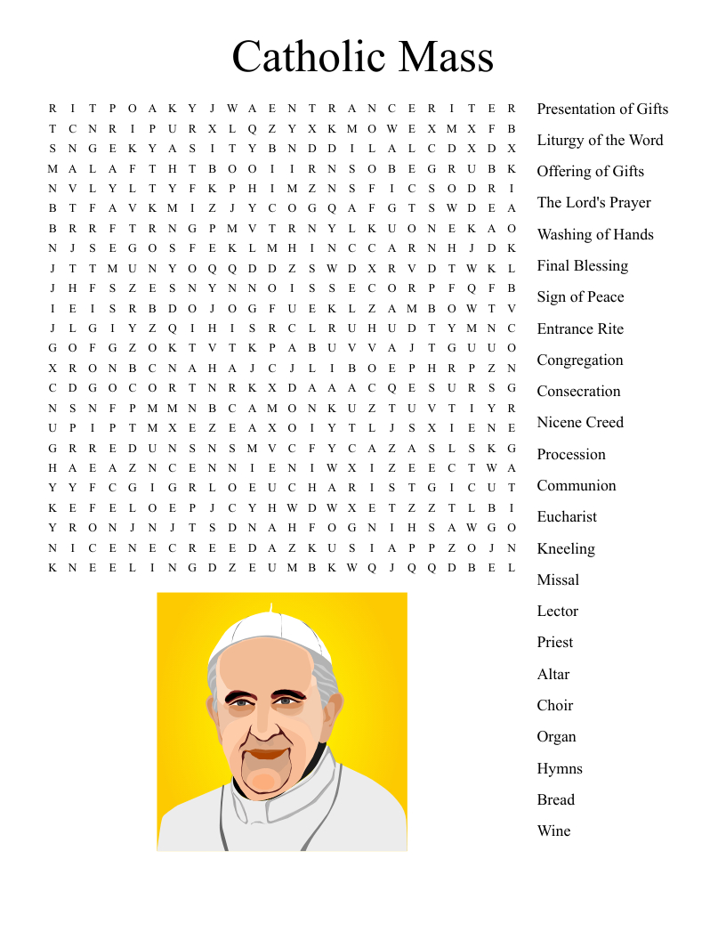 Catholic Mass Word Search - Wordmint pertaining to Free Printable Catholic Word Search