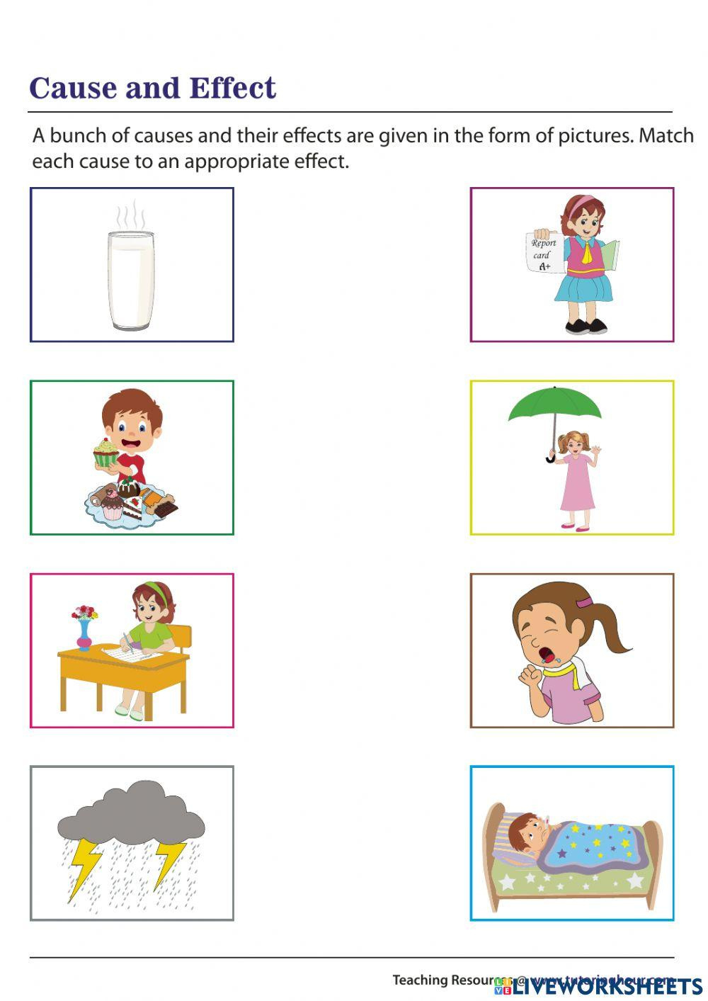 Cause And Effect Interactive Worksheet For 4 | Live Worksheets with regard to Free Printable Cause And Effect Picture Cards