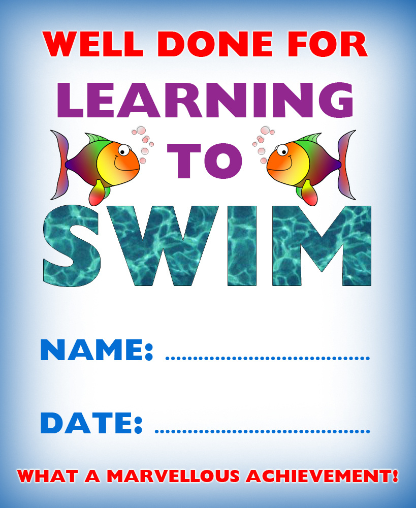 Certificate Of Achievement: Well Done For Learning To Swim pertaining to Free Printable Swimming Certificates For Kids