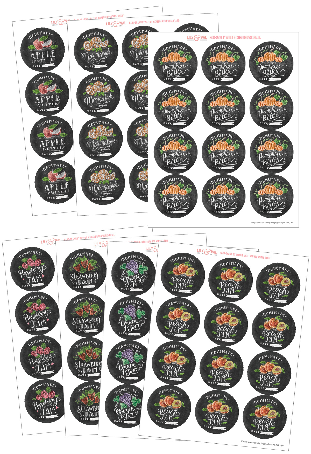 Chalk Art Jam Labels Hand-Drawnvalerie Mckeehan | Free throughout Blog Worldlabel Com Free Printable Labels Gallery