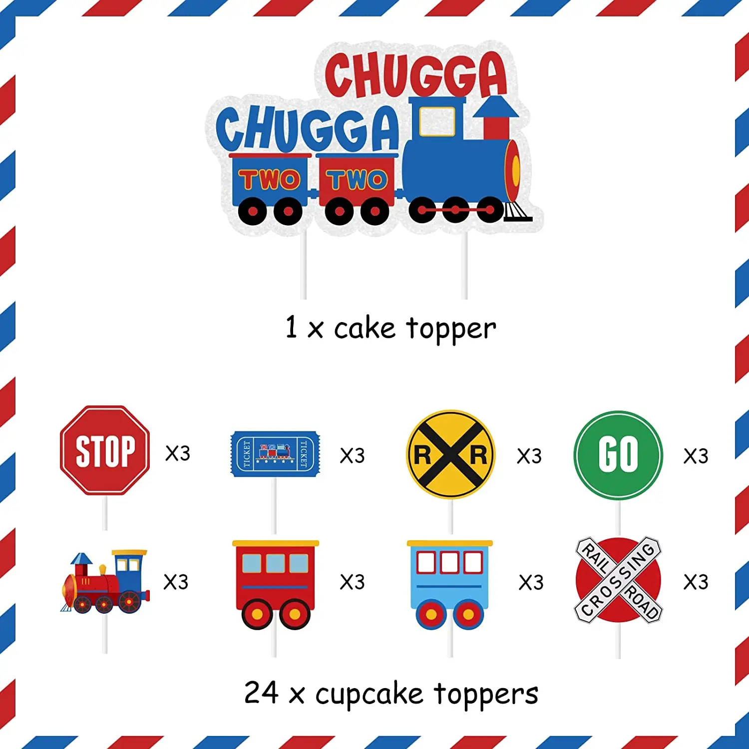 Cheereveal Train Theme 2Nd Birthday Party Cake Decorations Steam throughout Free Printable Train Cupcake Toppers