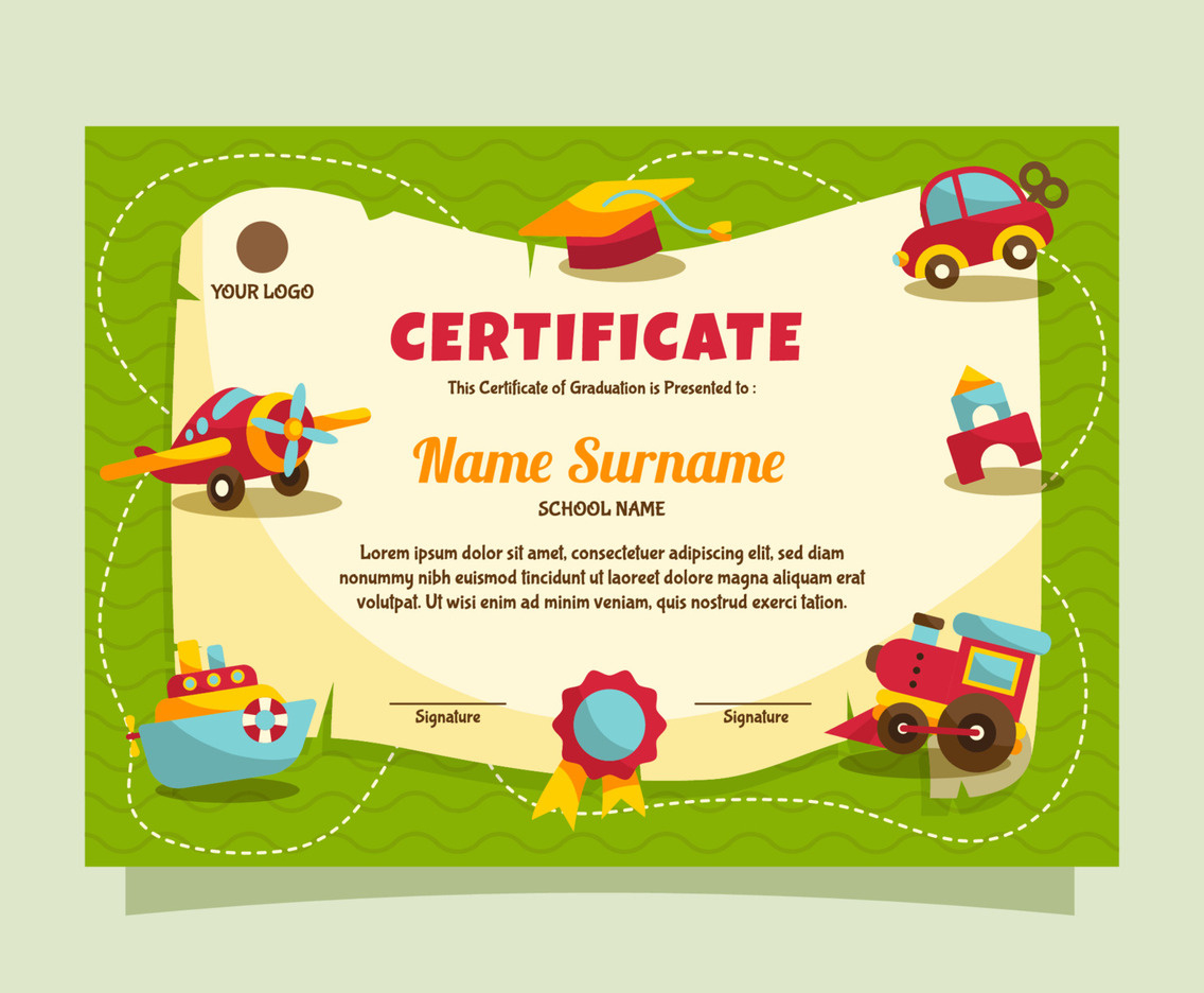 Children Toys Theme Certificate Template Vector Art & Graphics inside Free Printable Children's Certificates Templates