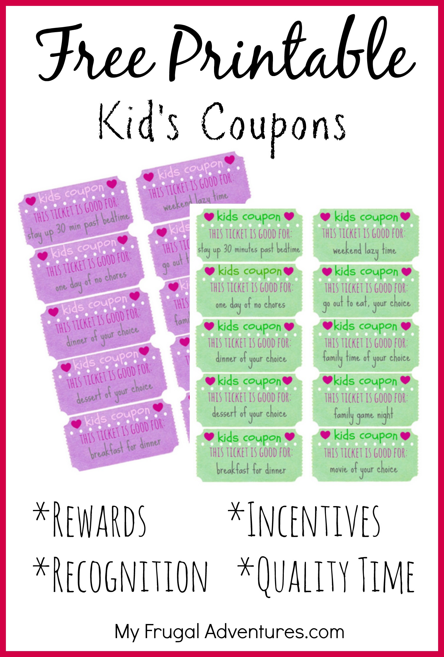 Children'S Gift Idea: Free Printable Reward Tickets - My Frugal throughout Free Printable Coupons 2014