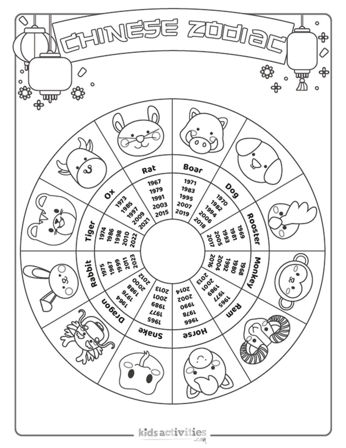 Chinese Zodiac Printables To Color | Kids Activities Blog pertaining to Free Printable Chinese Zodiac Wheel