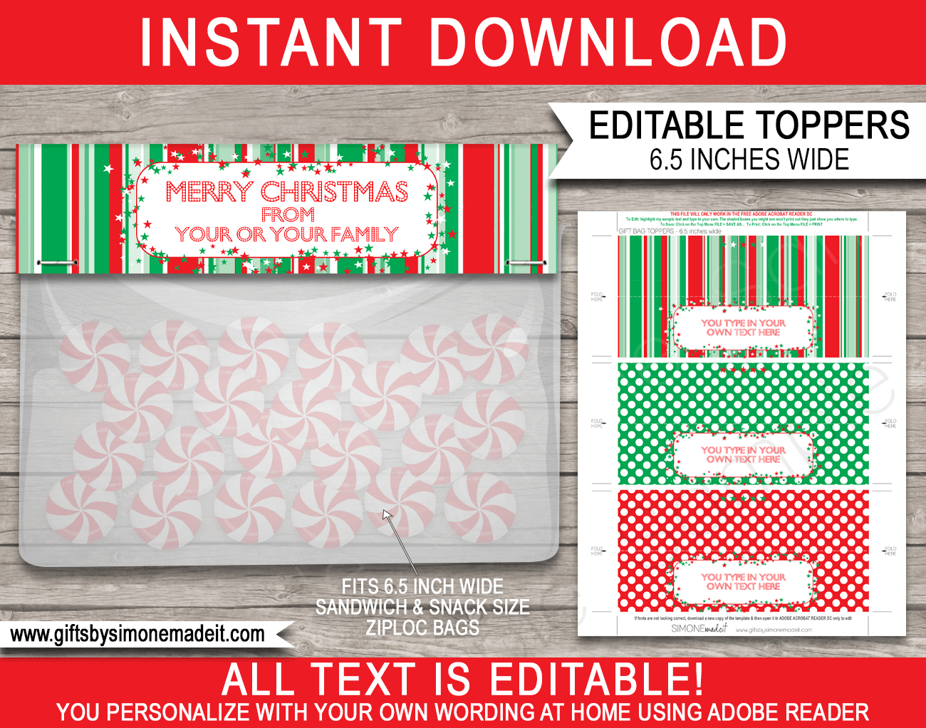 Christmas Bag Toppers (Patterns) - 6.5 Inch Wide regarding Free Printable Christmas Bag Toppers Templates
