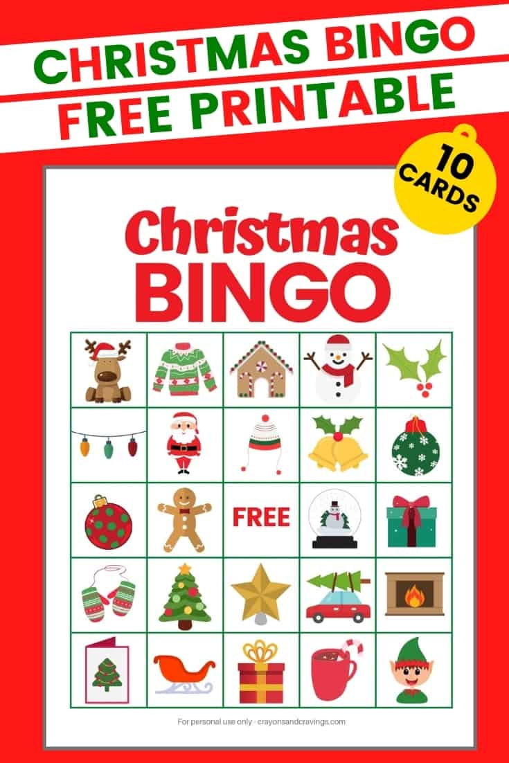 Christmas Bingo - Free Printable Christmas Game With 10 Cards! regarding Christmas Bingo Game Printable Free
