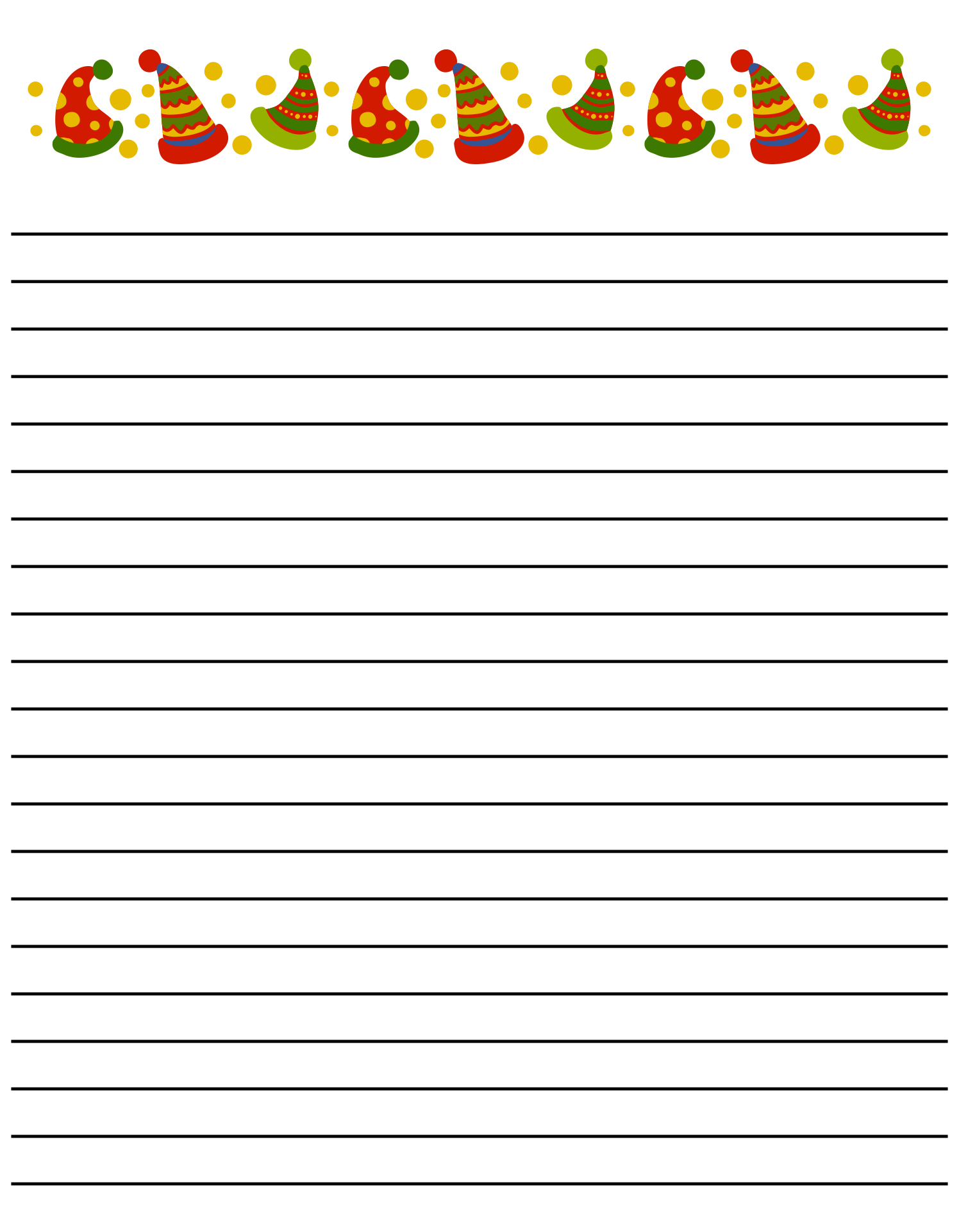 Christmas Border Lined Writing Paper - 5 Free Pdf Printables within Free Printable Christmas Writing Paper With Lines