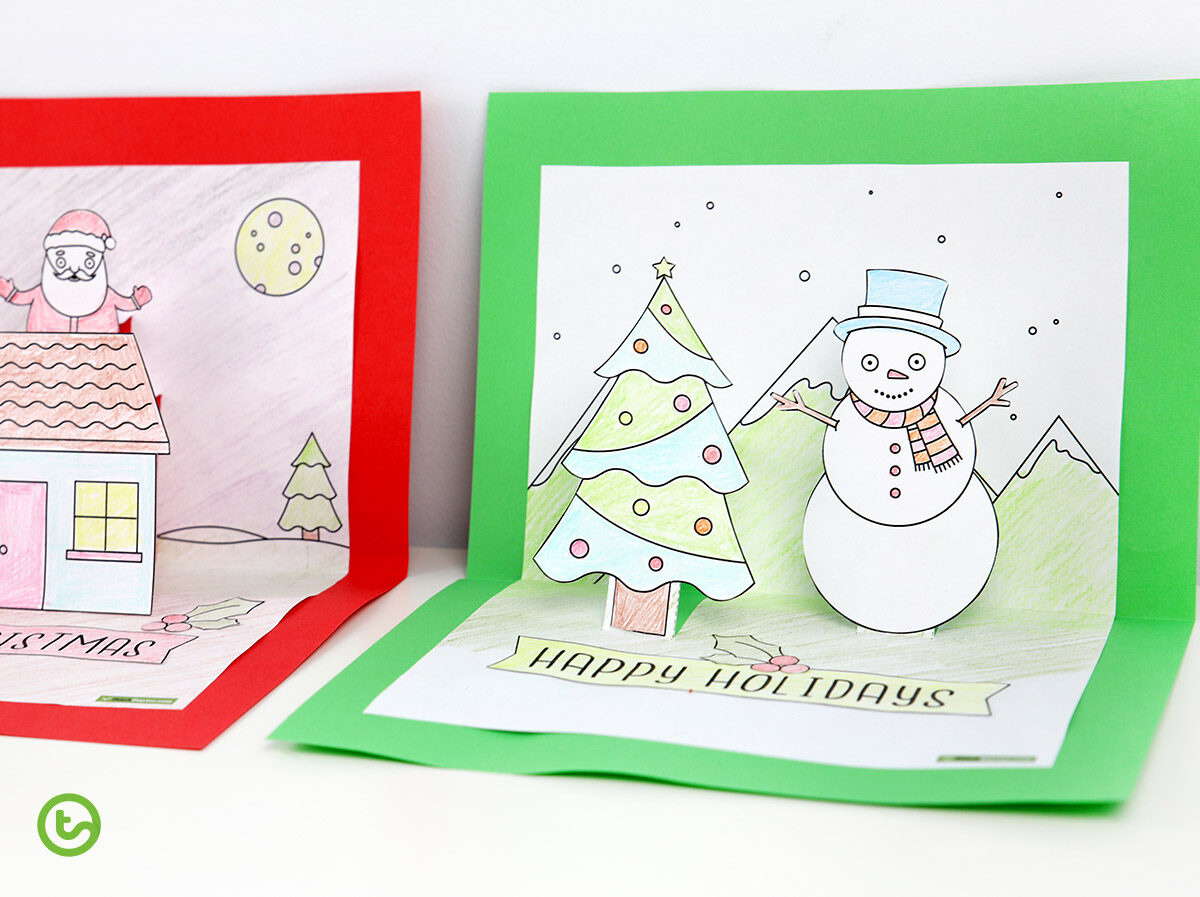 Christmas Craft - Summer And Winter Pop Up Card Templates | Teach regarding Free Printable Pop Up Card Templates