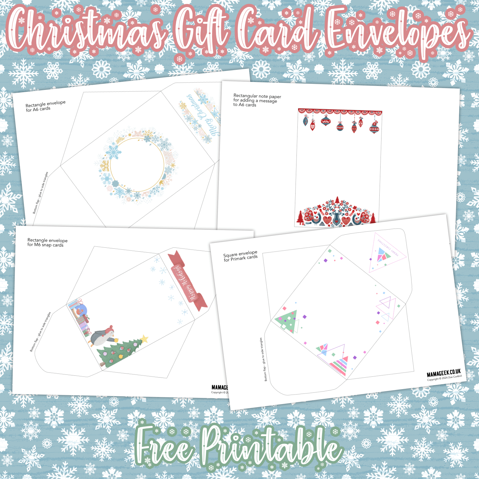 Christmas Gift Card Envelopes – Free Printable | Mama Geek regarding Free Printable Gift Card Envelope Template
