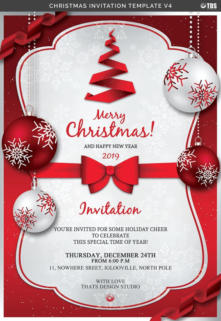 Christmas Invitation Template V4 with regard to Free Printable Personalized Christmas Invitations