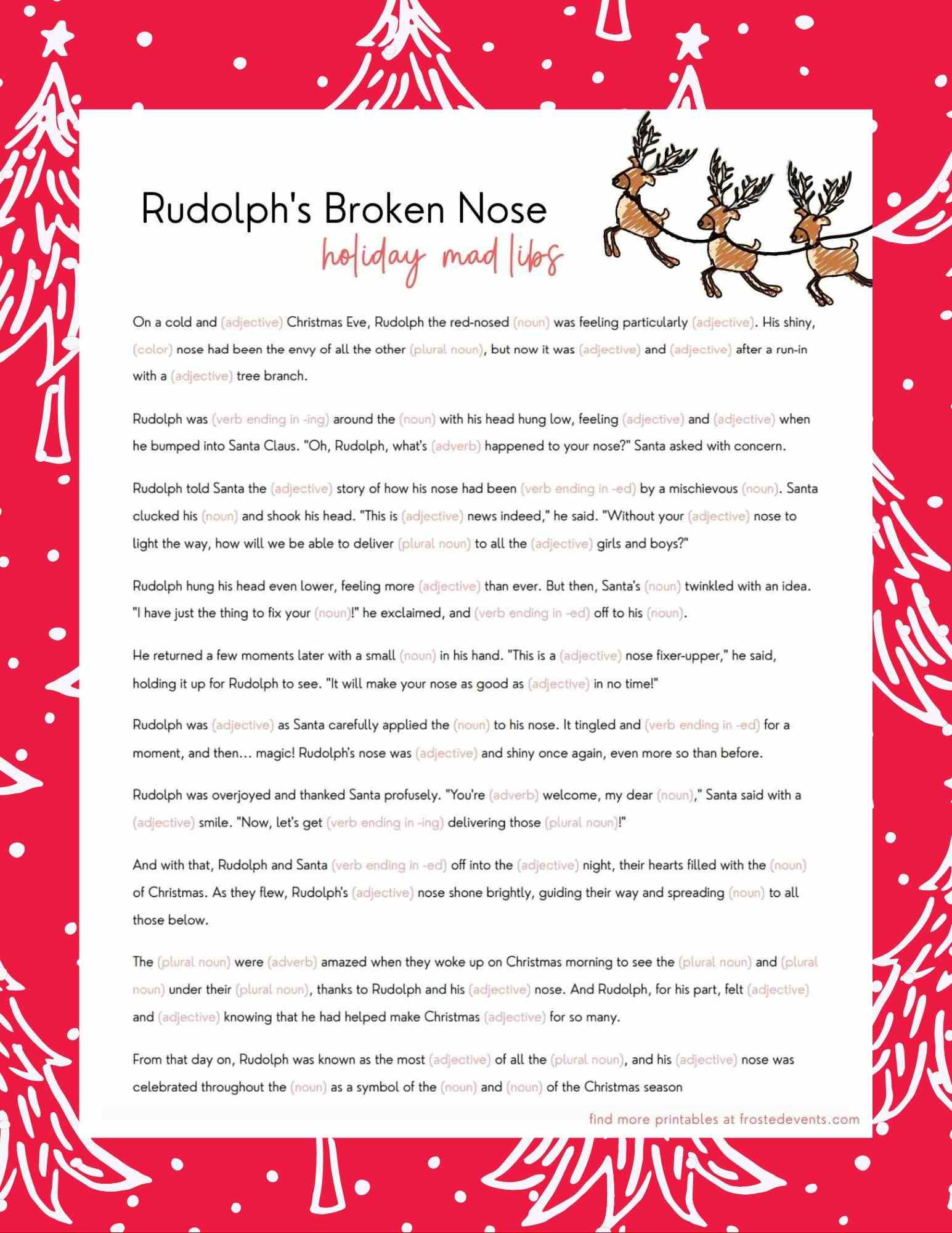 Christmas Mad Libs For Kids- Rudolph Edition - Frosted Blog pertaining to Christmas Mad Libs Printable Free