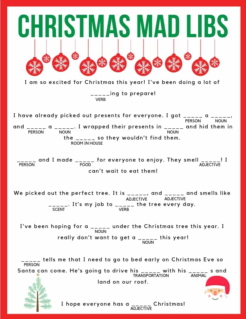 Christmas Mad Libs - Jac Of All Things for Christmas Mad Libs Printable Free