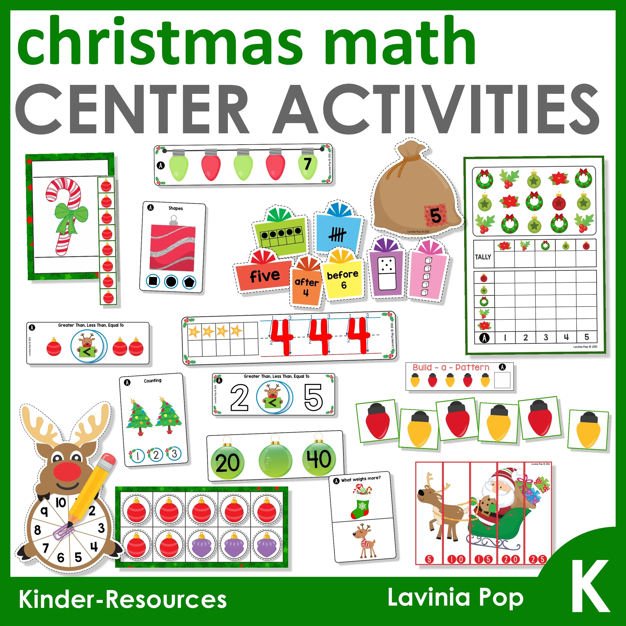 Christmas Math Centers For Kindergarten - In My World regarding Free Printable Math Centers
