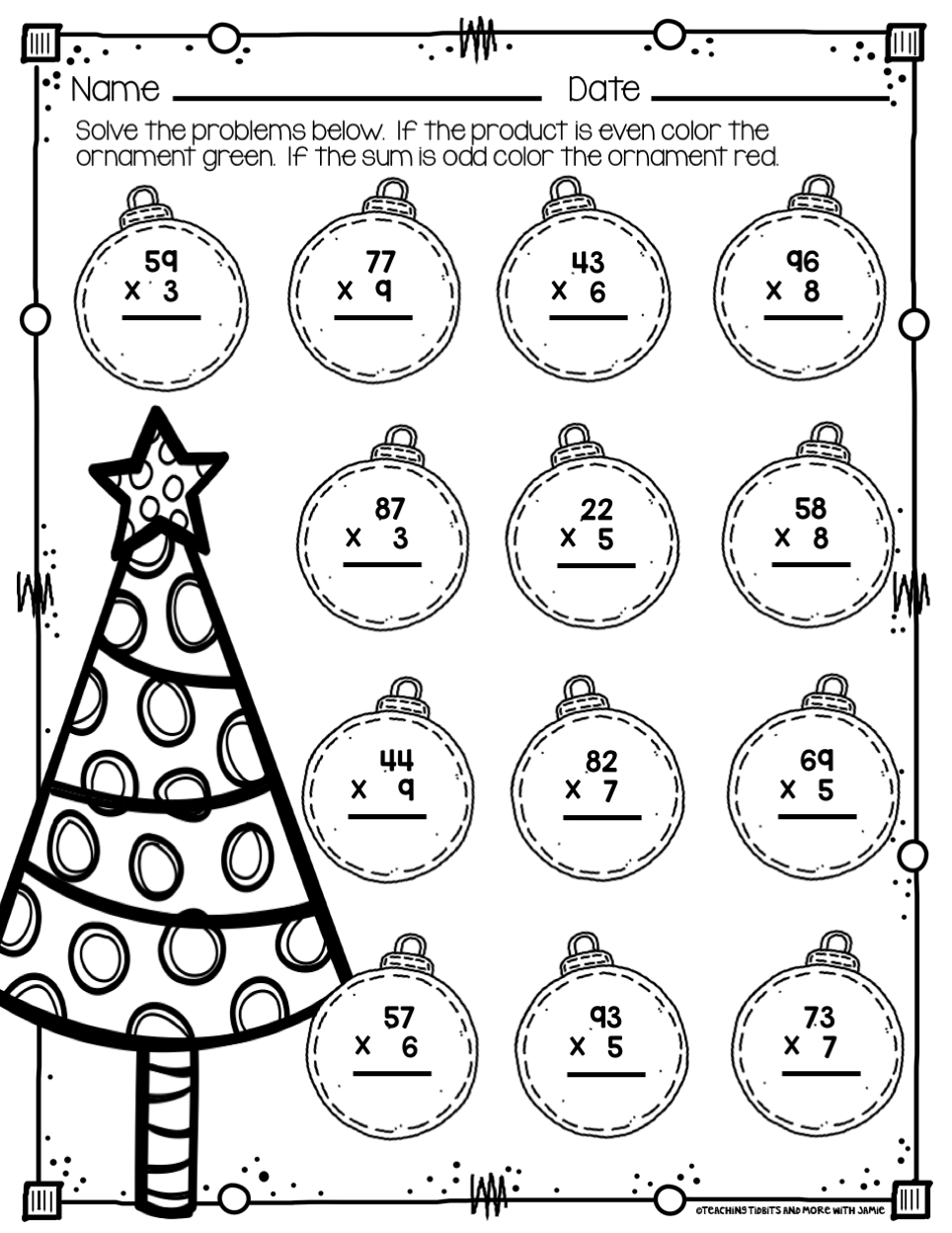 Christmas Math Printables - Worksheets Library in Free Printable Christmas Worksheets For Third Grade