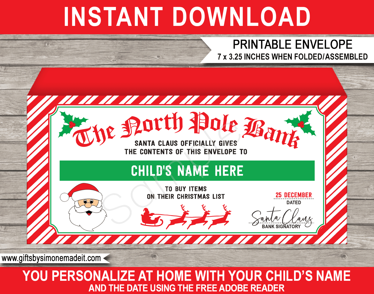 Christmas Money Envelope (From Santa) - Red &amp;amp; Green pertaining to Free Printable Christmas Money Holders