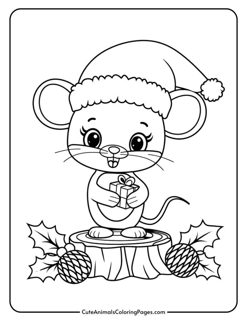 Christmas Mouse Coloring Pages (9 Free Printable Pdf Pages) - Cute intended for Free Printable Christmas Cartoon Coloring Pages