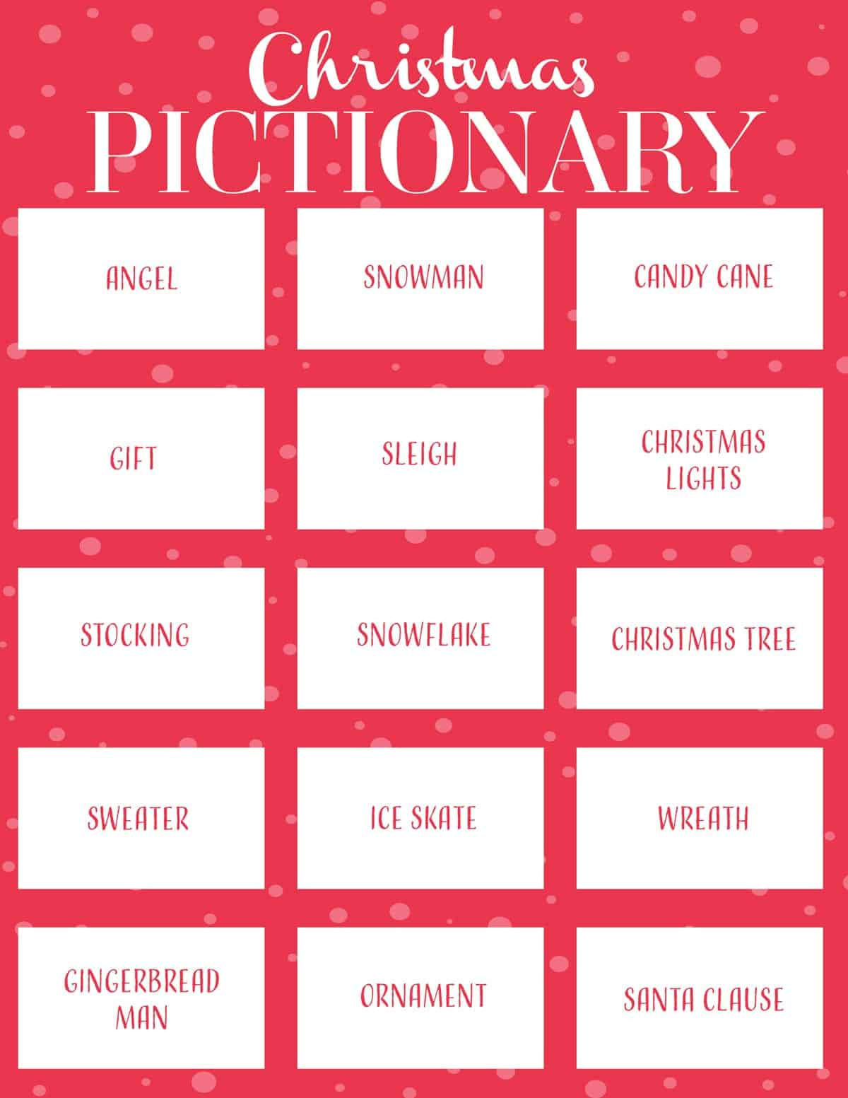 Christmas Pictionary | Skip To My Lou intended for Free Printable Christmas Pictionary Cards