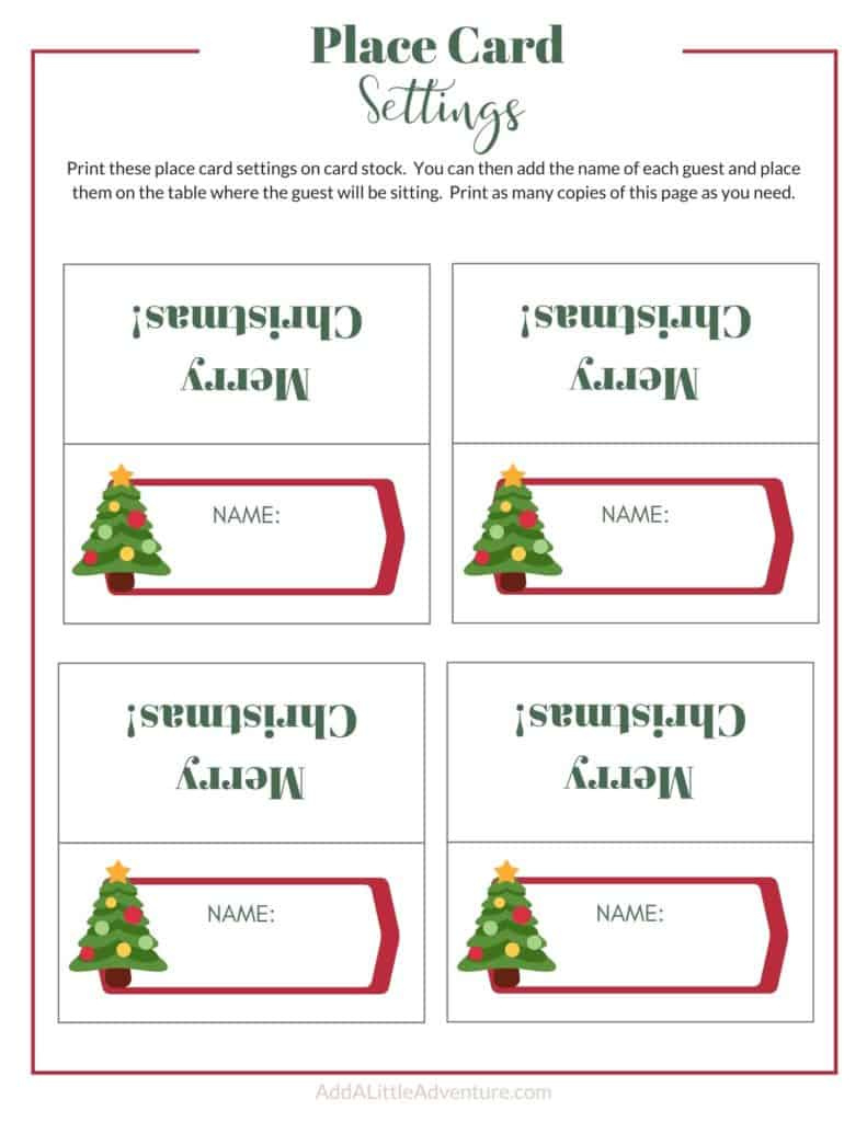 Christmas Place Cards Printables - Diy Templates - Worksheets Library intended for Free Printable Place Card Templates Christmas