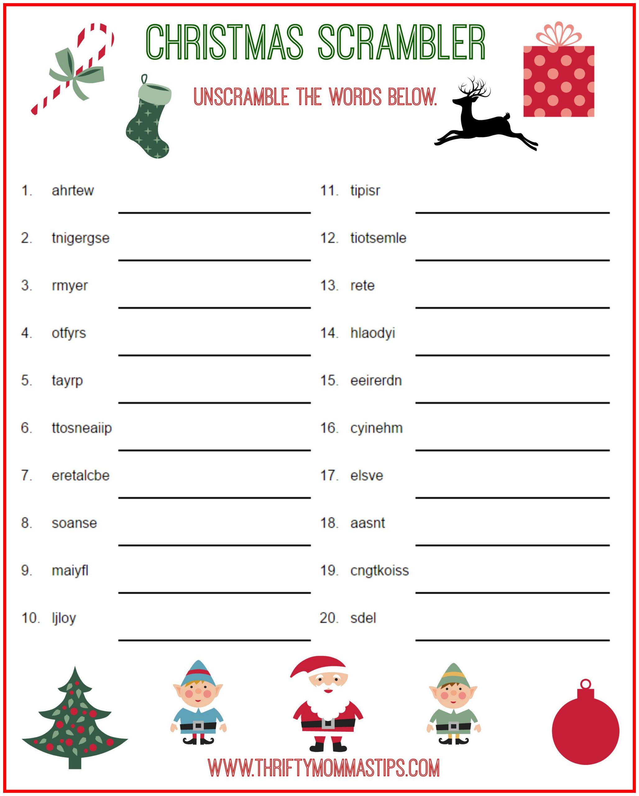 Christmas Scrambler Free Word Game Puzzle - Thrifty Mommas Tips in Free Printable Christmas Puzzles And Games