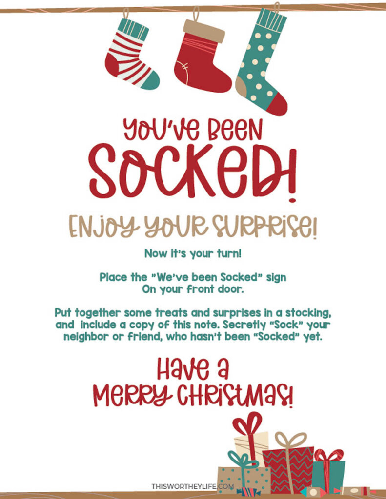 Christmas Sock Exchange | Christmas You'Ve Been Socked inside You Ve Been Socked Free Printable
