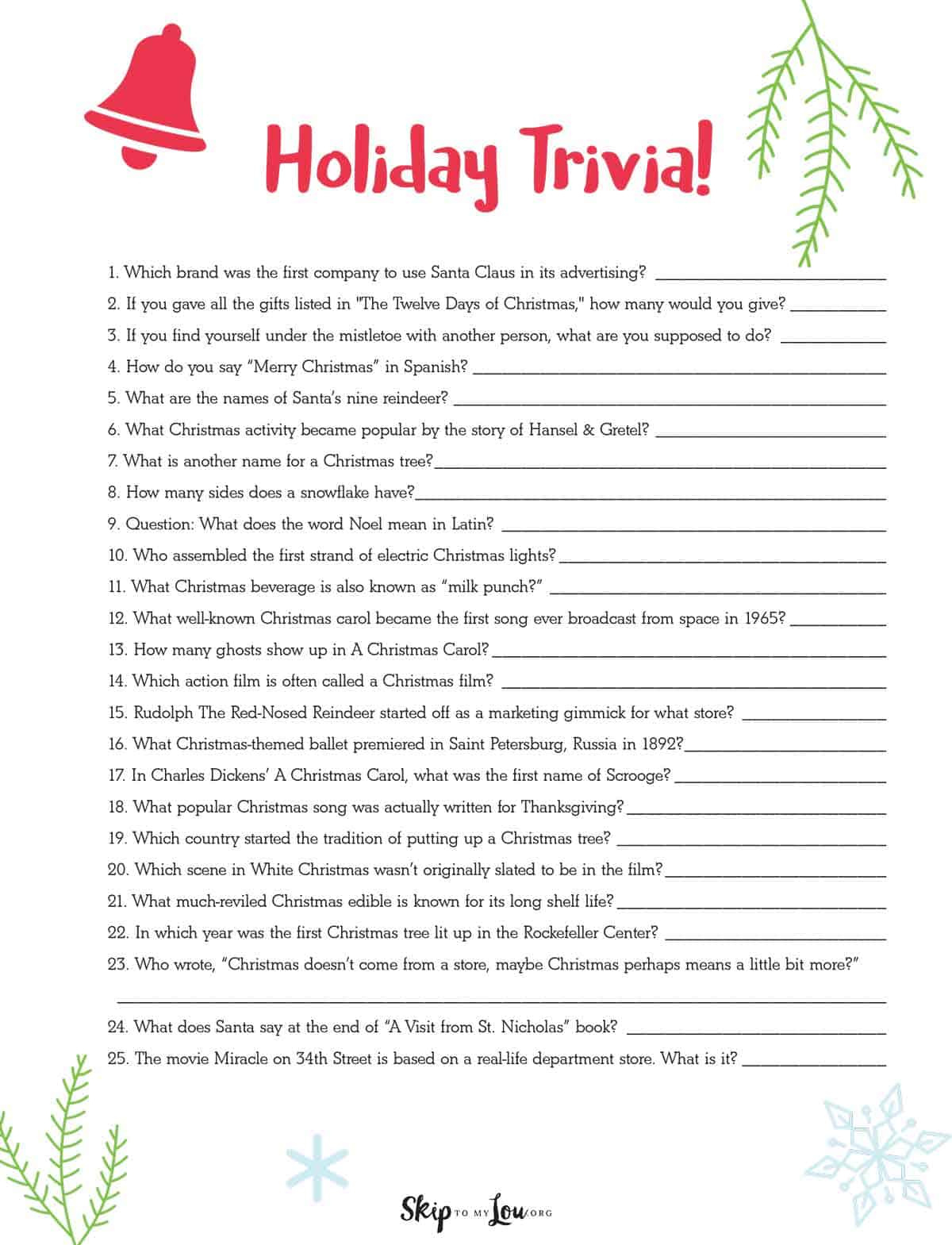 Christmas Trivia | Skip To My Lou inside Free Printable Christmas Trivia Quiz