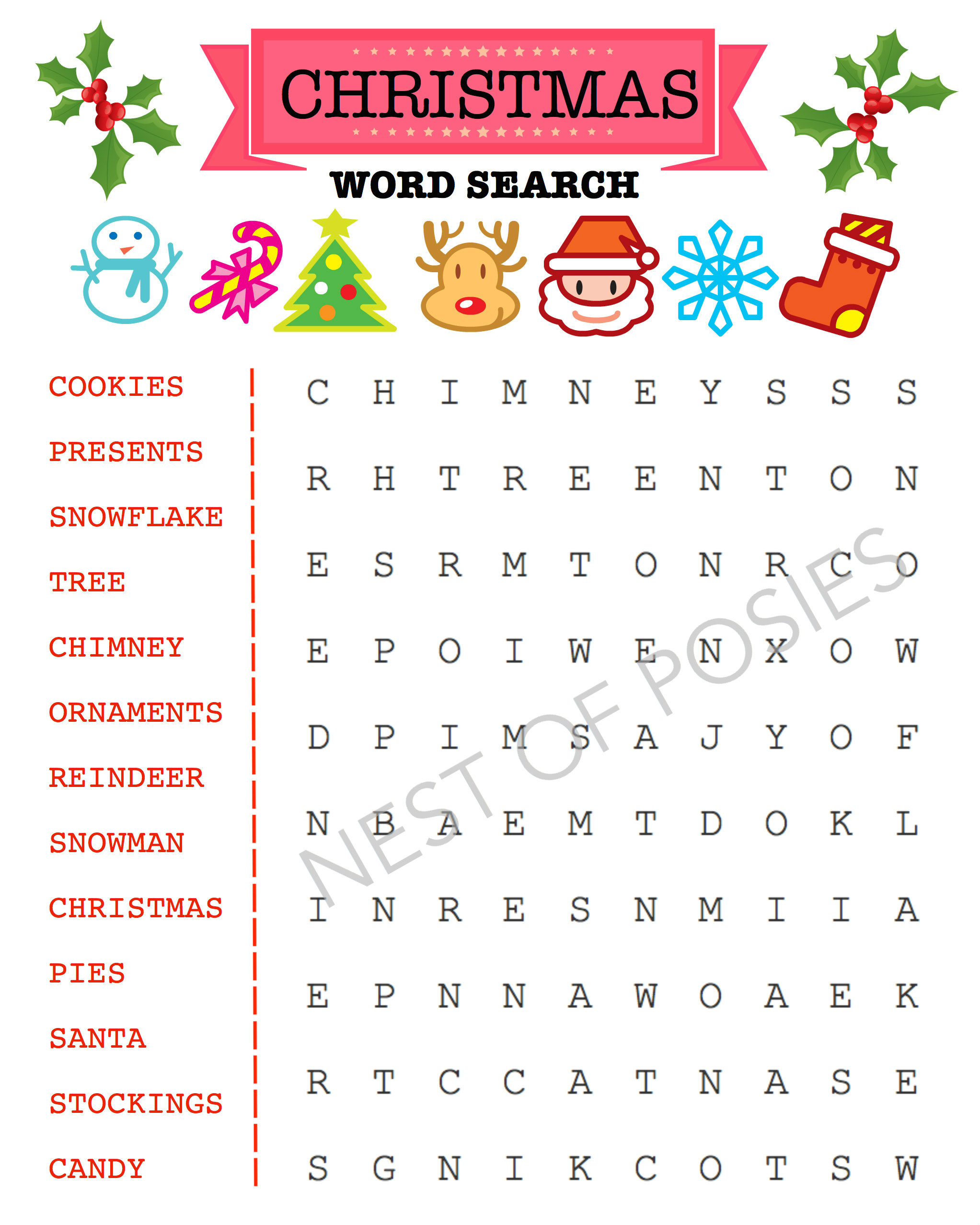 Christmas Word Puzzle Printables For Kids - Nest Of Posies regarding Free Printable Christmas Puzzles