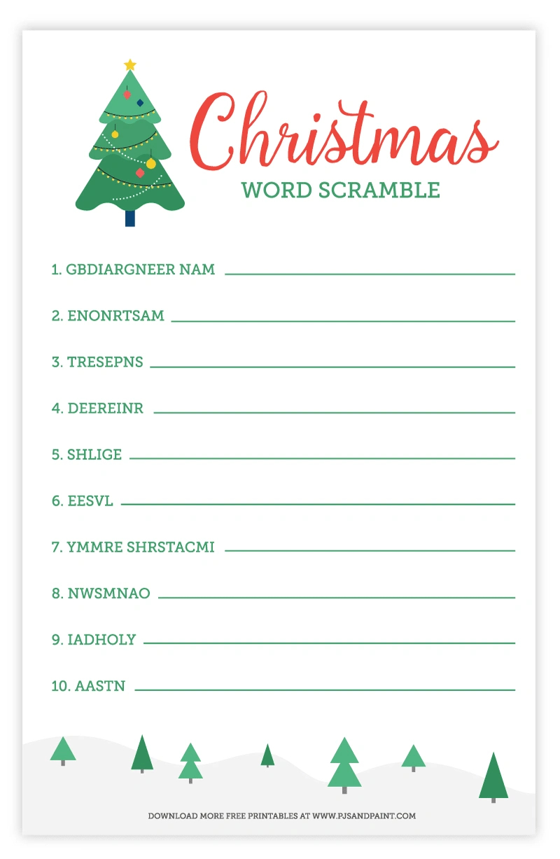 Christmas Word Scramble | Free Printable Christmas Activities inside Free Printable Christmas Word Games
