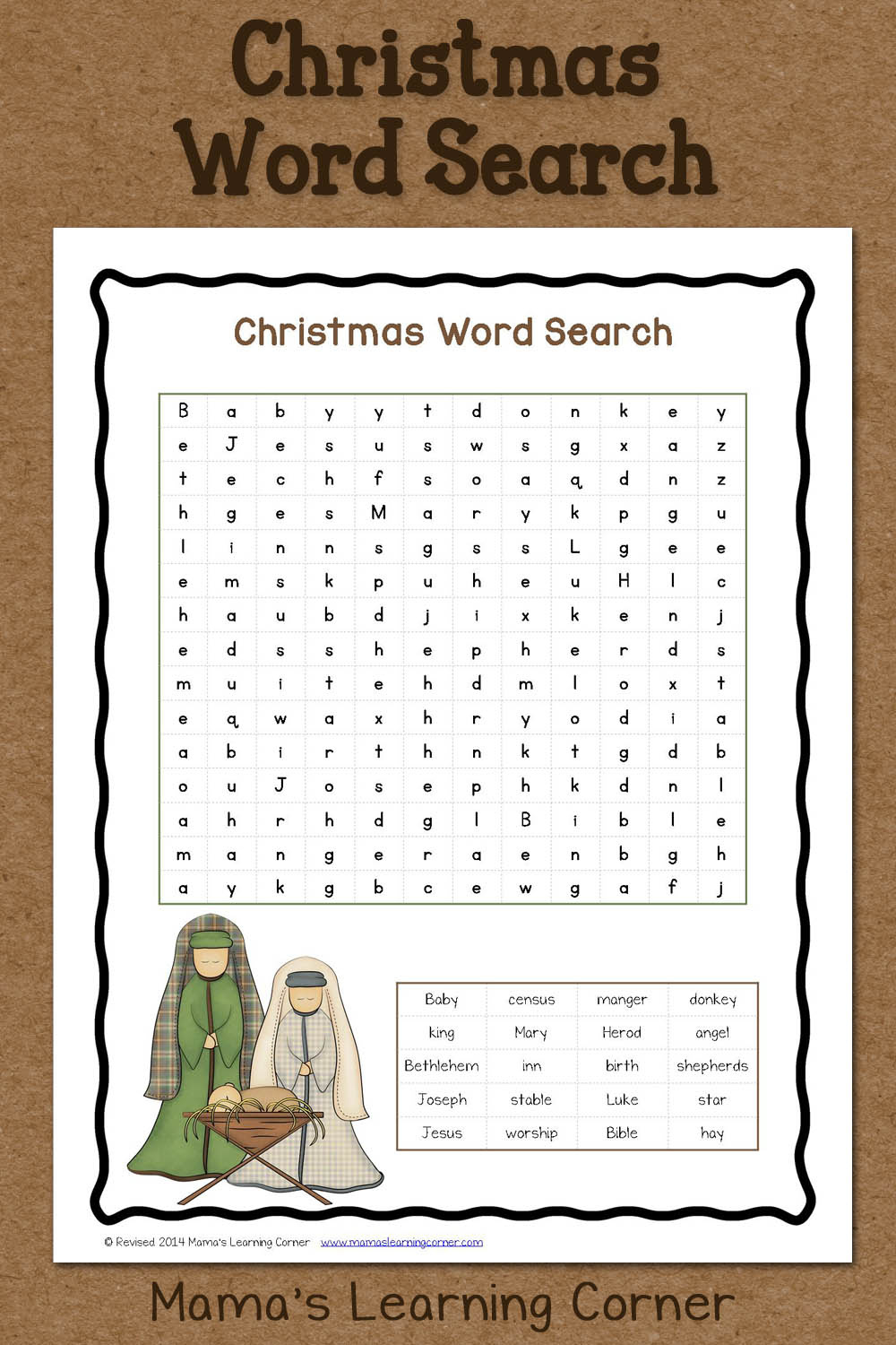 Christmas Word Search: Free Printable - Mamas Learning Corner inside Free Printable Christmas Worksheets For Third Grade