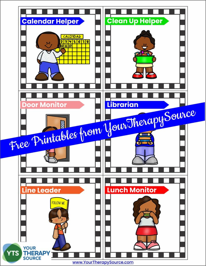 Classroom Job Ideas - Your Therapy Source in Preschool Classroom Helper Labels Free Printable
