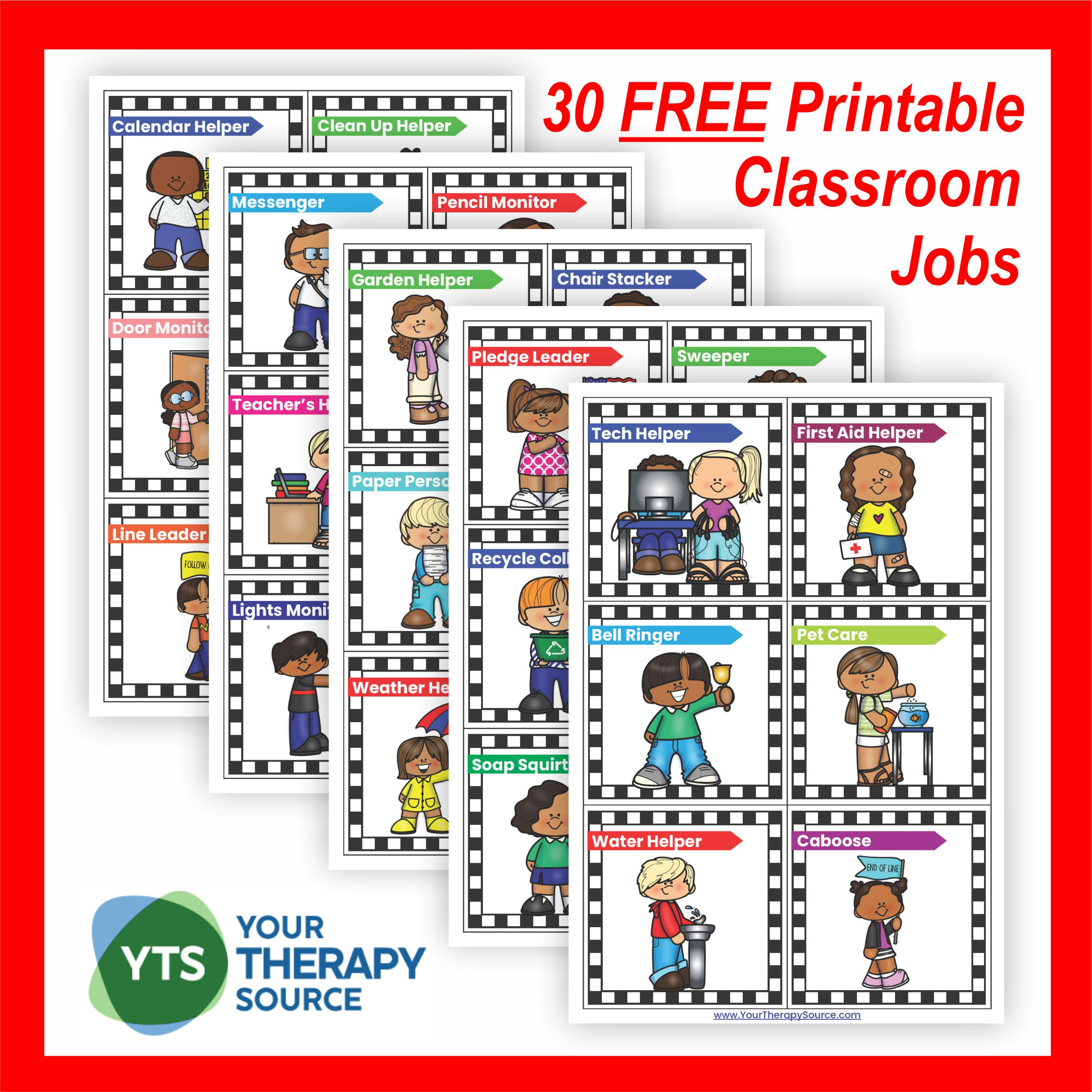 Classroom Job Ideas - Your Therapy Source pertaining to Free Printable Job Charts For Preschoolers